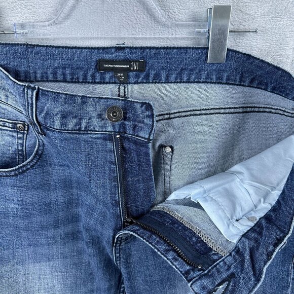 INC International Concepts Straight Leg Jeans Womens Size 34W Distressed Blue - Picture 5 of 12